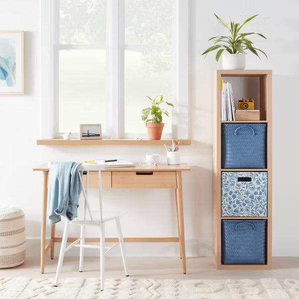 13'' 4 Cube Vertical Organizer Natural - Brightroom™: Decorative Bookshelf with Cubbies, Storage Shelves, MDF Frame