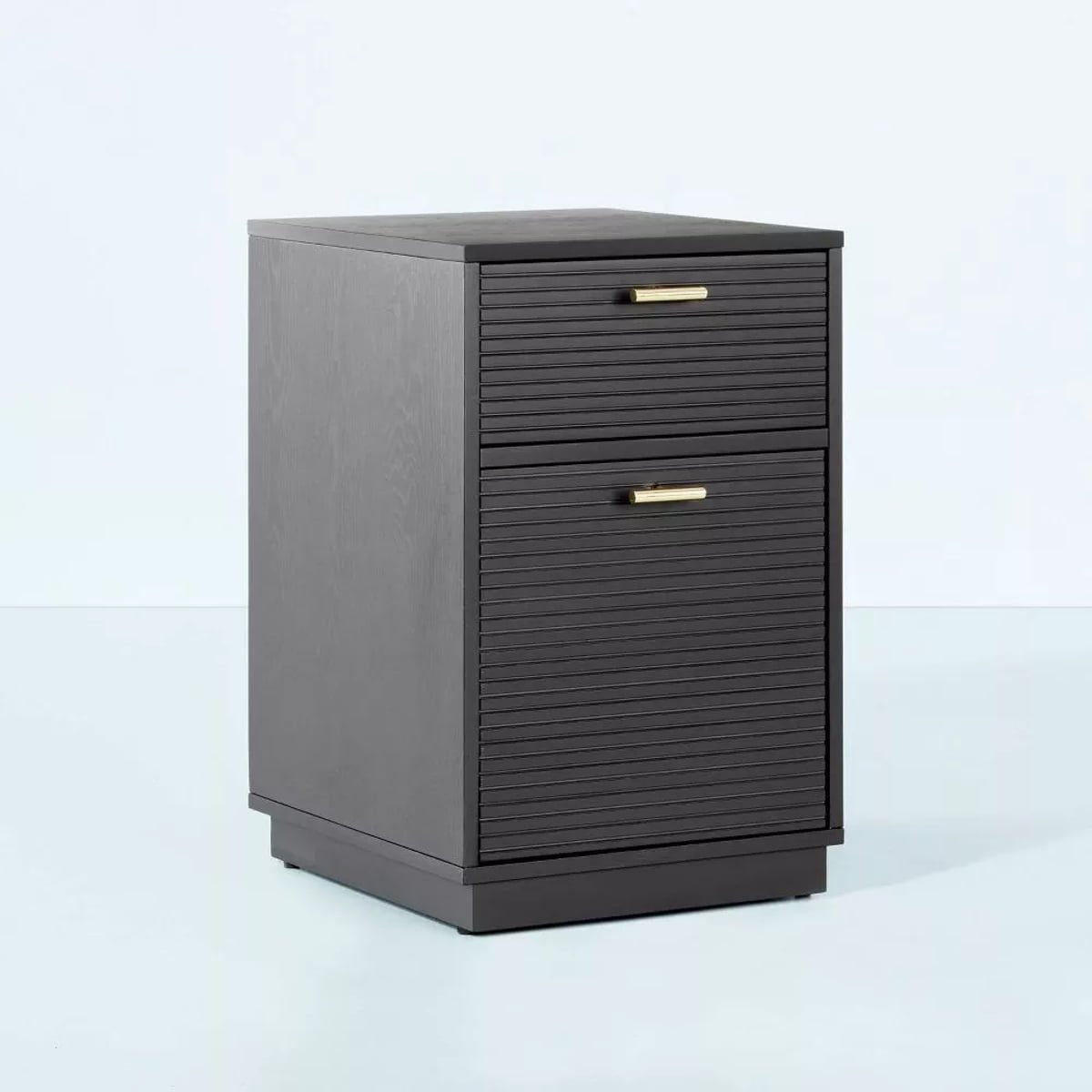 Grooved Wood 2-Drawer Vertical Filing Cabinet - Black