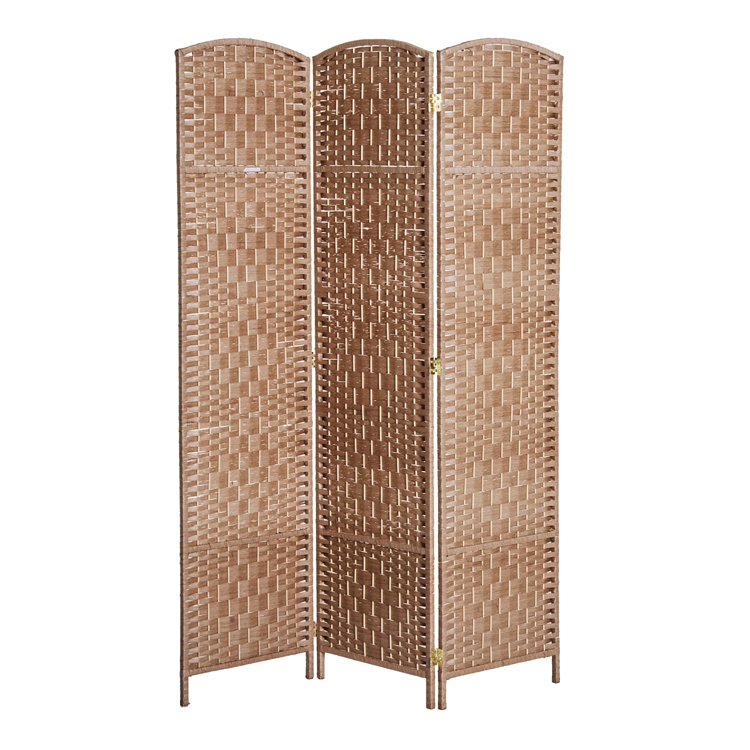 HomCom 6' Tall Wicker Weave 3 Panel Room Divider Privacy Screen - Natural Blonde Wood