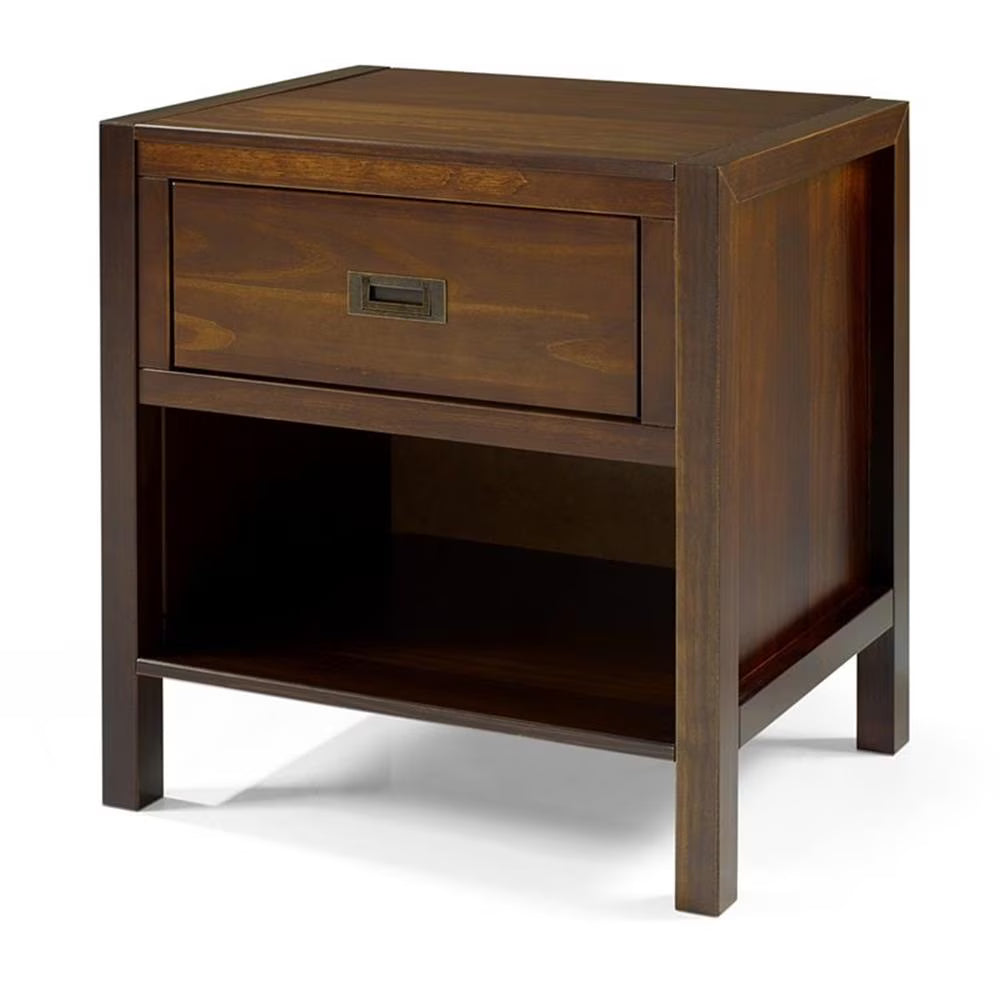 Walker Edison BR1DLYDNSWT 1 Drawer Classic Solid Wood Nightstand, Walnut