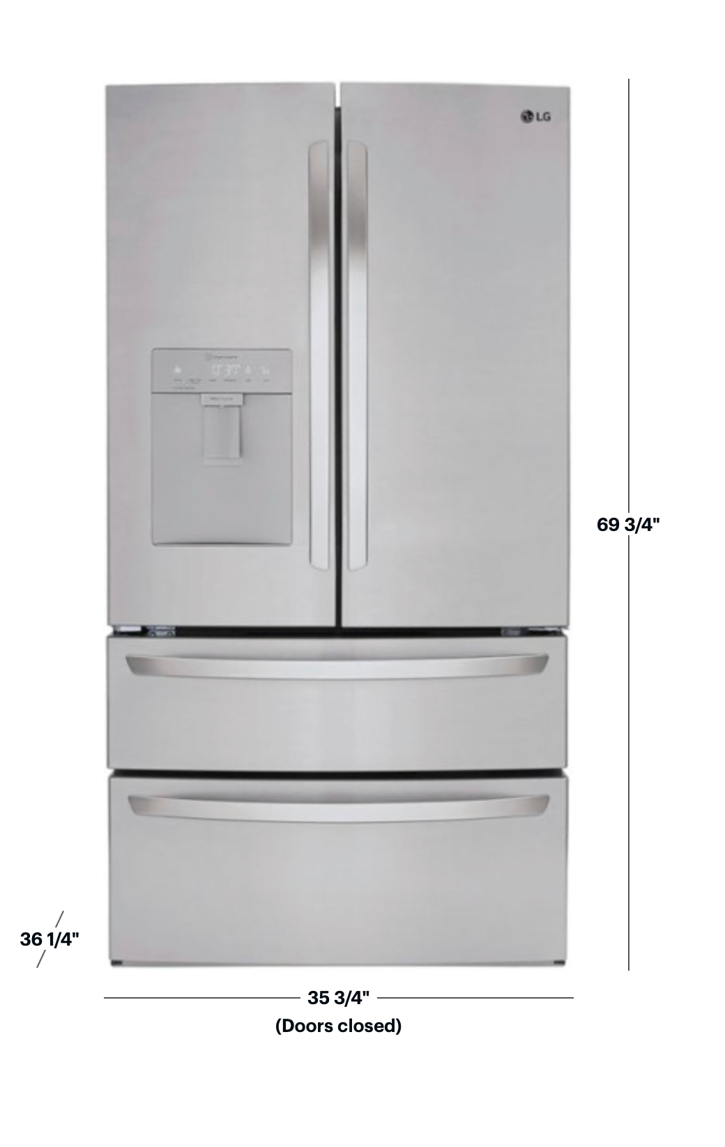 LG - 28.6 Cu. Ft. 4-Door French Door Smart Refrigerator with Water Dispenser - Stainless Steel – (P)