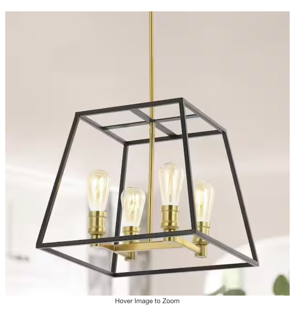 JONATHAN Y Lloyd 15 in. 4-Light Black/Brass Gold Farmhouse Industrial Iron LED Lantern Pendant