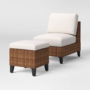 Brookfield 2pk Armless Chair & Ottoman Linen