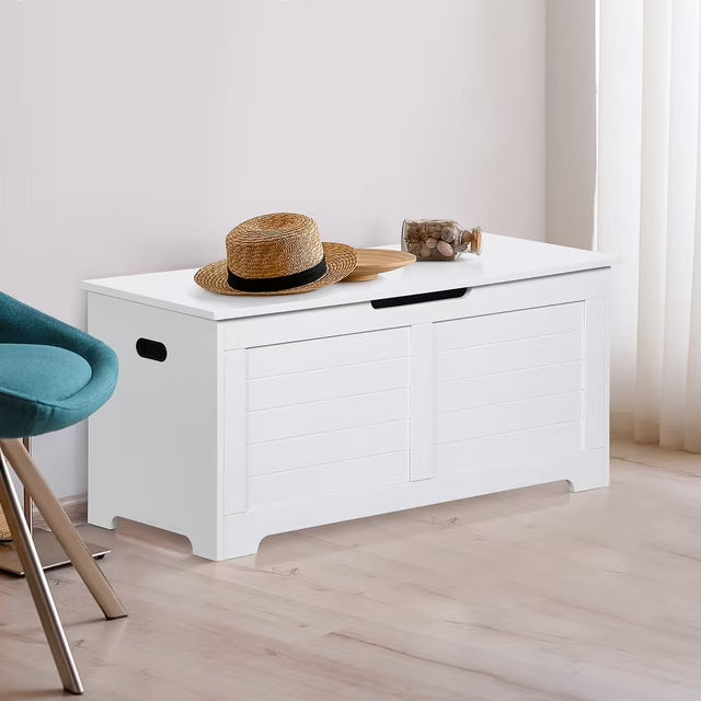 ZENY Storage Chest Spacious Portable MDF Frame Toys Storage Bench with Side Handles, White