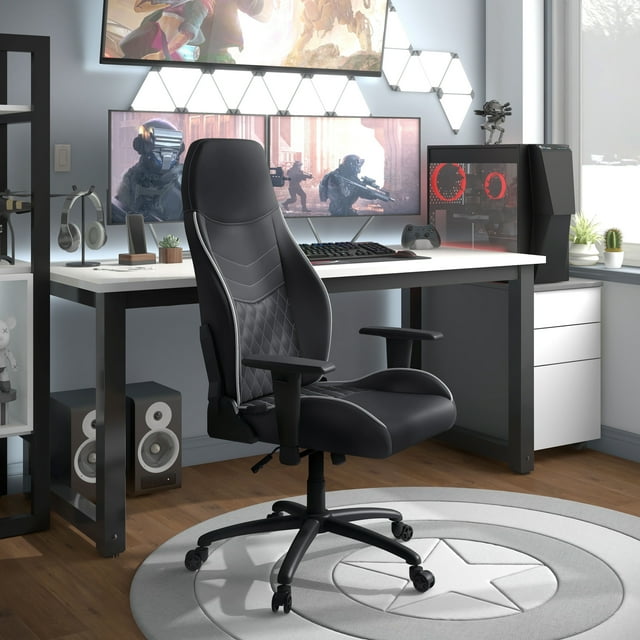 Furniture of America Joseff Black Faux Leather Reclining Gaming Chair by Brown