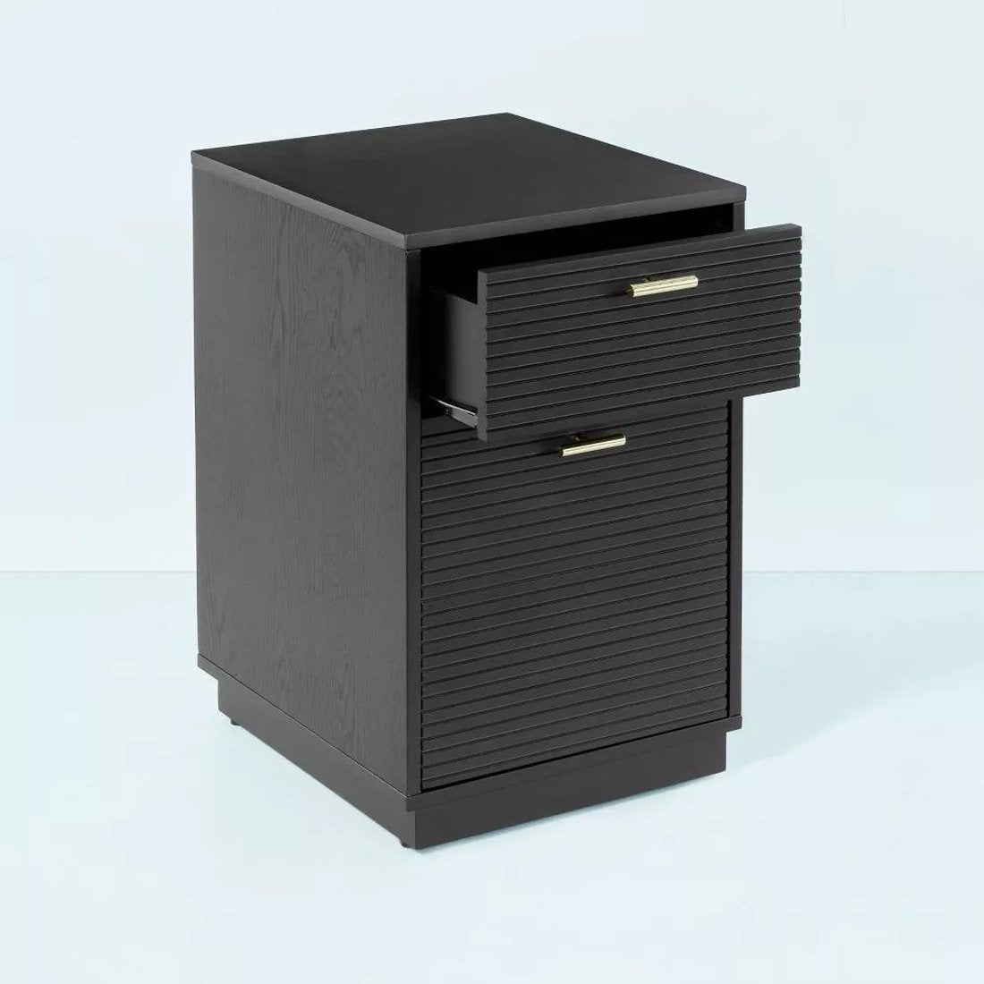 Grooved Wood 2-Drawer Vertical Filing Cabinet - Black
