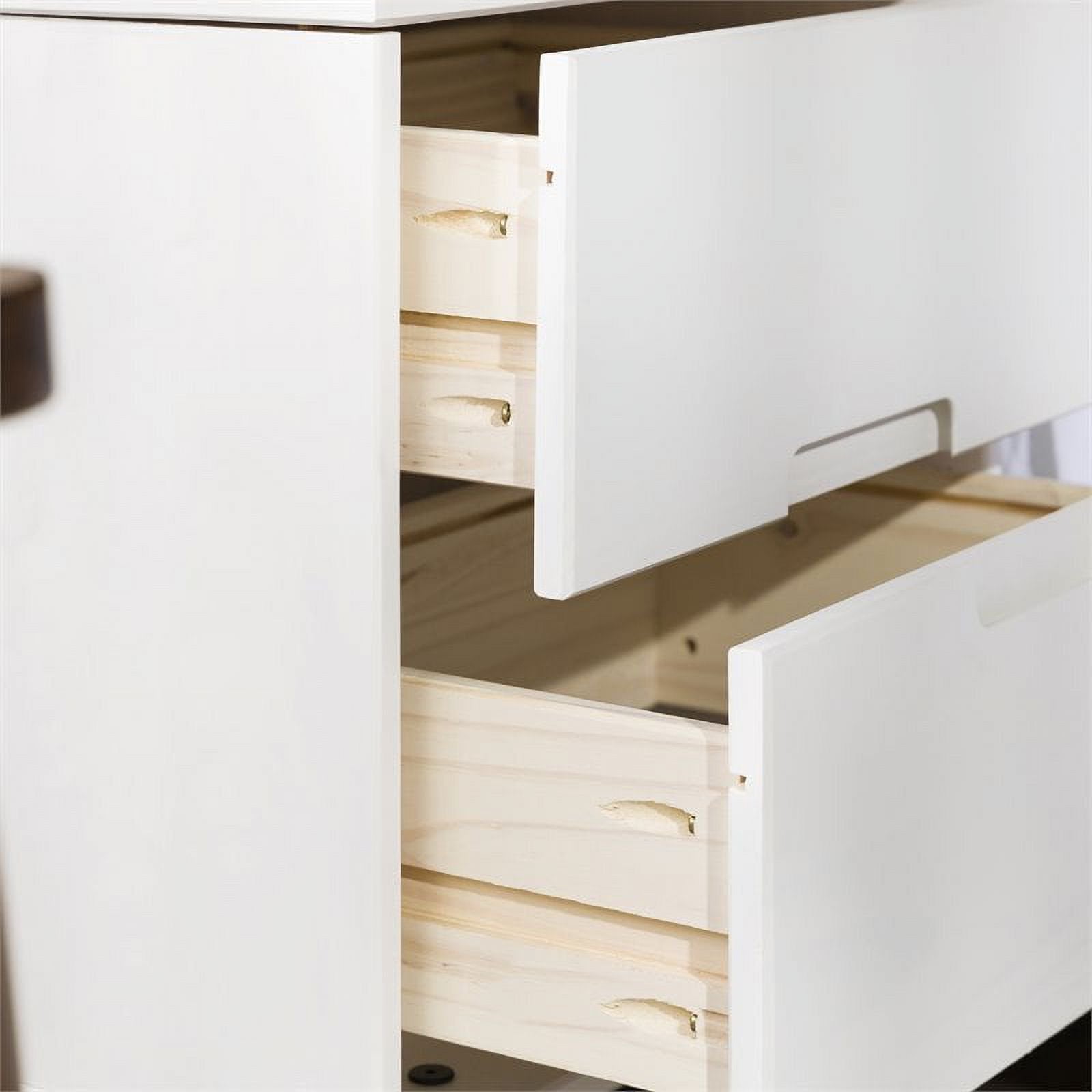 2-Drawer Groove Handle Wood Nightstand - White