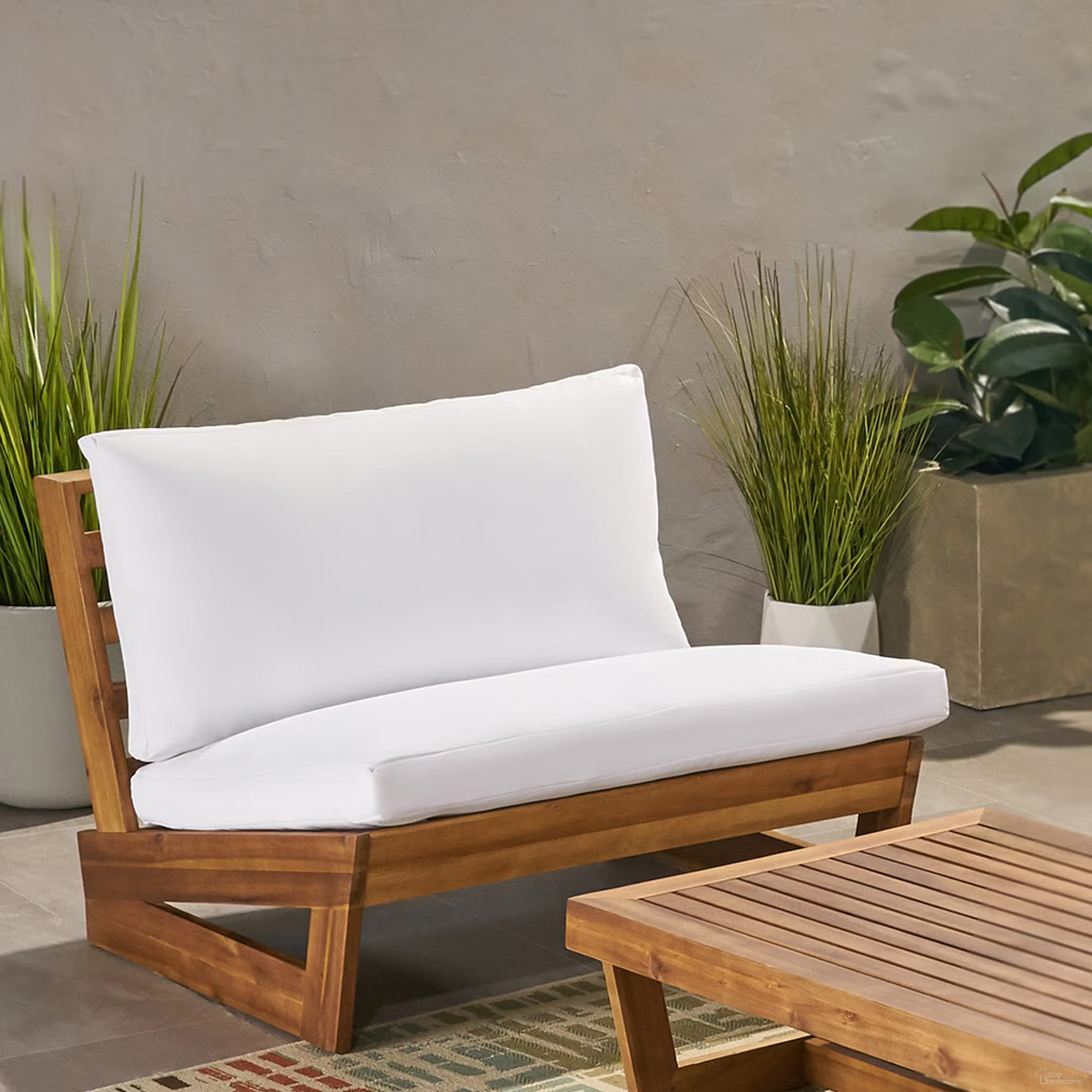 Acacia Wood Club Chair with Solid and Heavy Frame In Teak and White
