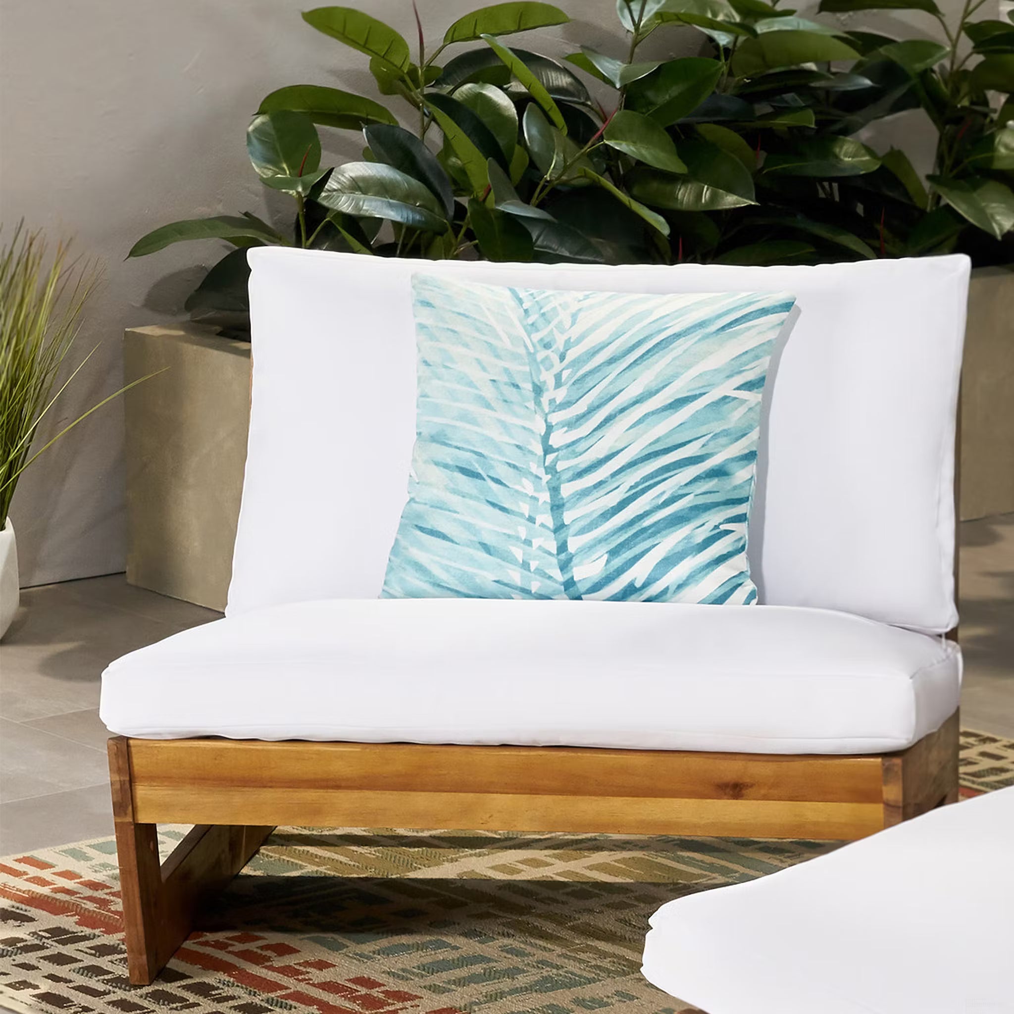 Acacia Wood Club Chair with Solid and Heavy Frame In Teak and White