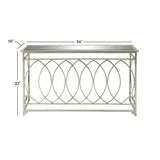DecMode 54" x 32" Silver Metal Rectangular Geometric Console Table with Mirrored Glass Top, 1-Piece