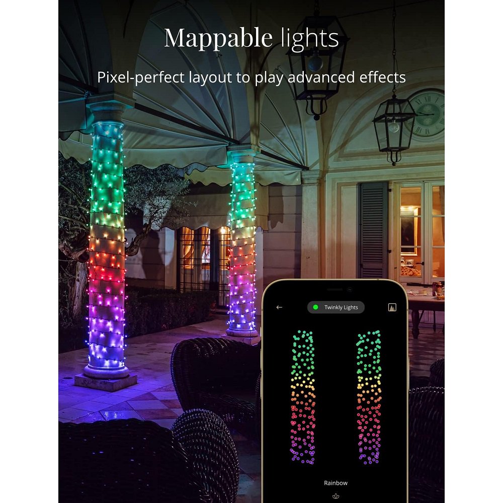 Twinkly App-Controlled 157ft Smart String LED Lights with 600 RGB LEDs - WiFi & Bluetooth Connectivity, Sync with Music, Indoor/Outdoor Use (IP44), Compatible with Google Assistant & Amazon Alexa