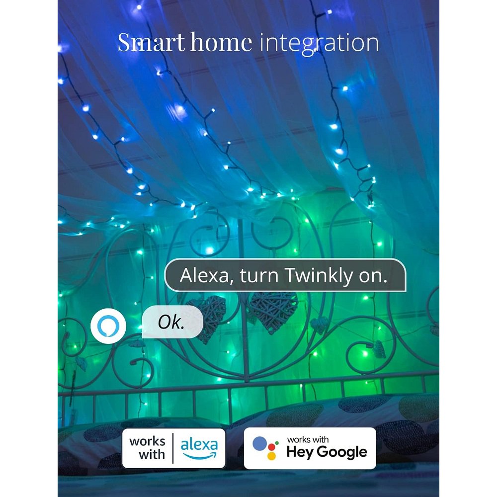 Twinkly App-Controlled 157ft Smart String LED Lights with 600 RGB LEDs - WiFi & Bluetooth Connectivity, Sync with Music, Indoor/Outdoor Use (IP44), Compatible with Google Assistant & Amazon Alexa