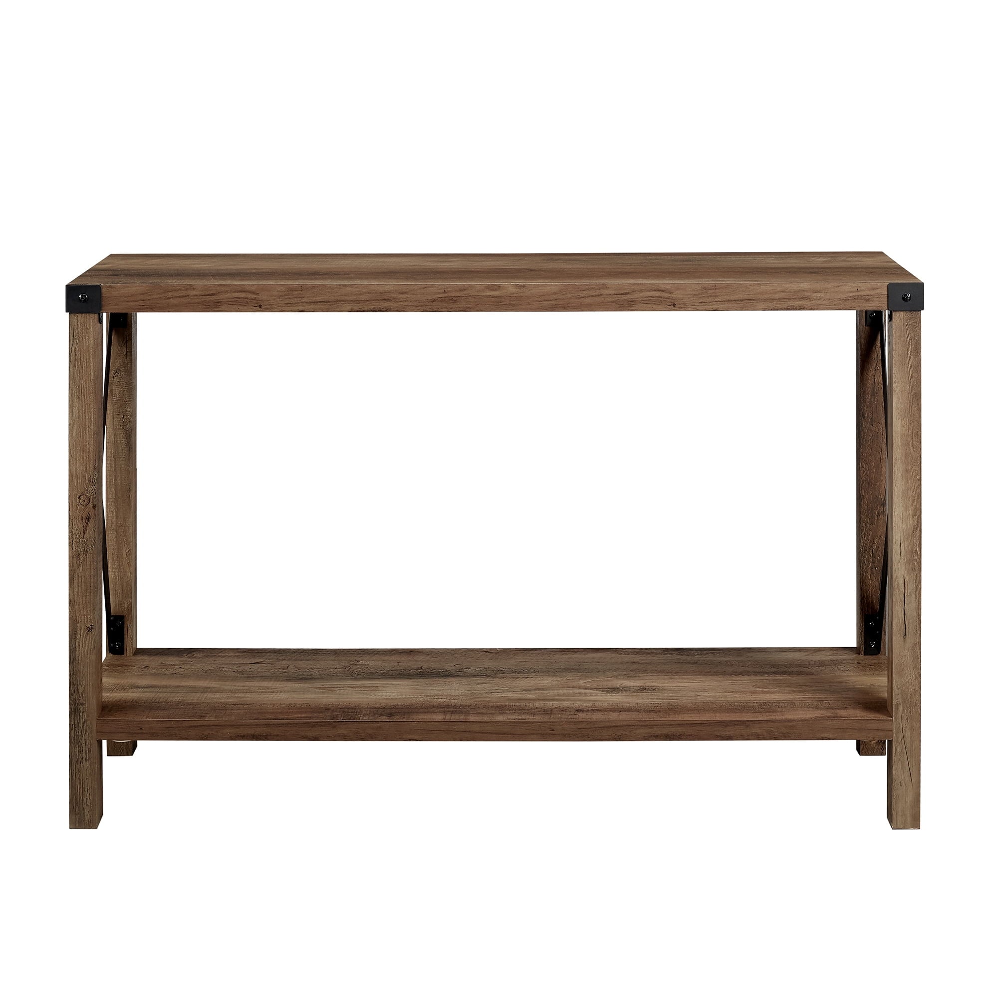 Walker Edison Magnolia Metal X Console Table, Reclaimed Barnwood