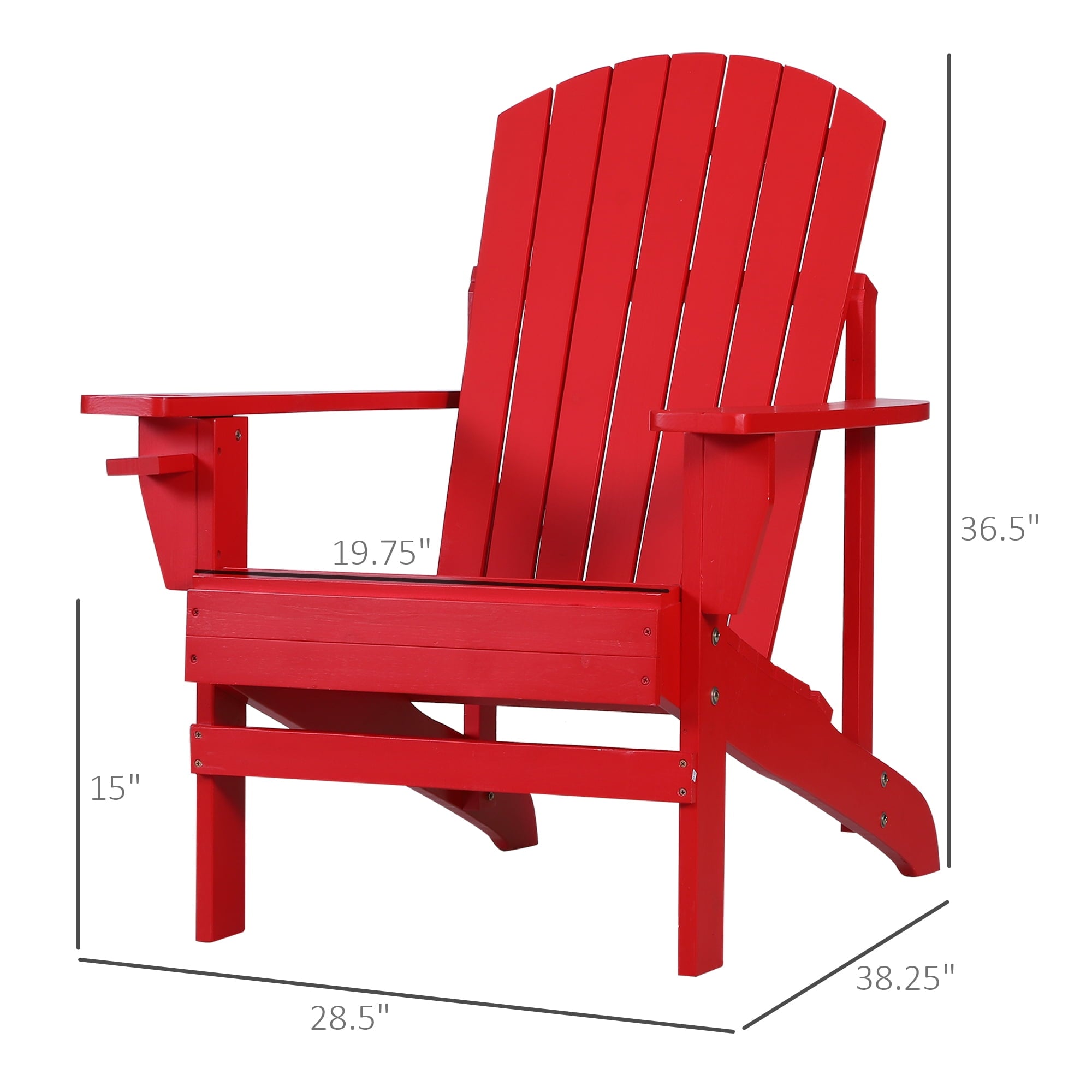 Outsunny Wood Adirondack Chair, Wooden Outdoor & Patio Seating, Red