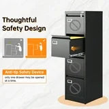 STANI 4 Drawer File Cabinets with Lock, Metal Filing Cabinet for Home Office, Steel Lockable Storage Cabinets to Hanging Letter/Legal/A4,Assembly Required(Black)