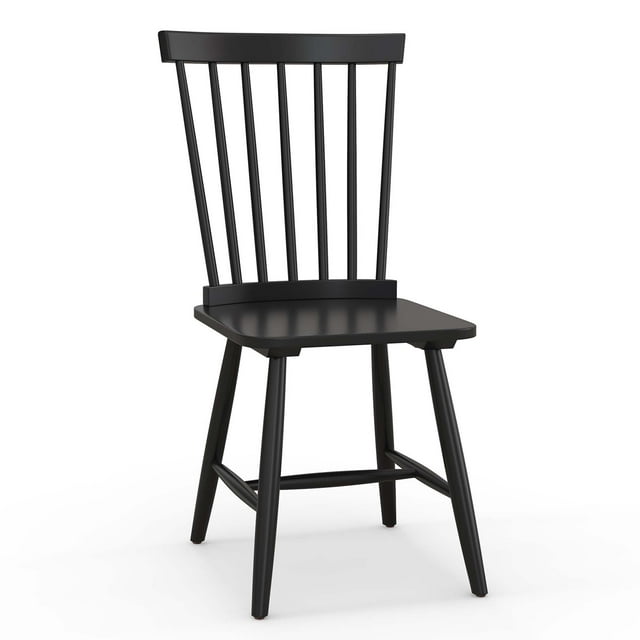 Costway Windsor Dining Chairs Set of 2 Armless Spindle Back Solid Rubber Wood Black