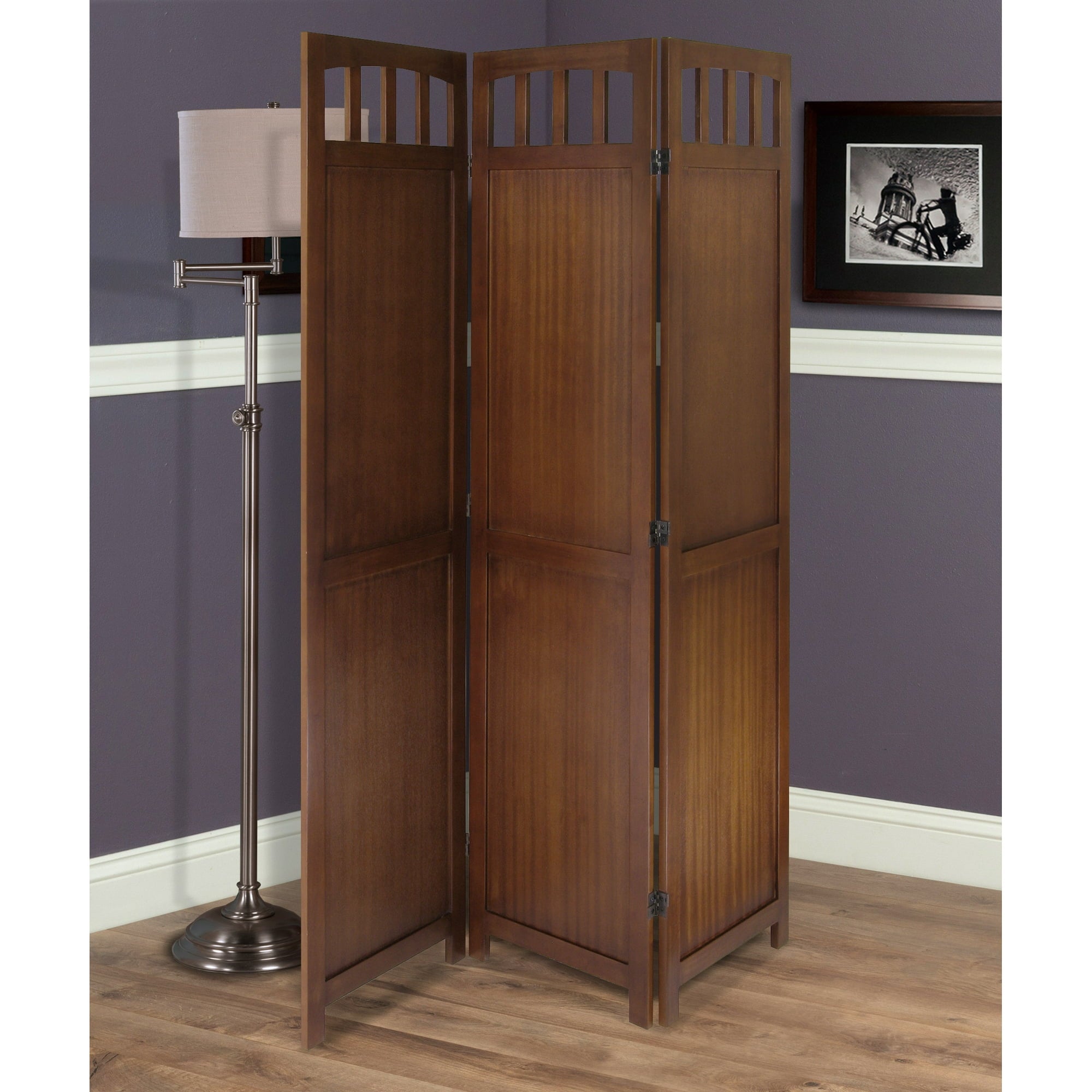 Winsome Wood William 3-Panel Folding Room Divider, Walnut Finish