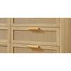 47 in. W x 16 in. D x 37 in. H Beige Linen Cabinet, Bedroom Dresser, 8-Double Dresser with Rattan Drawers, Wood Chest