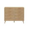 47 in. W x 16 in. D x 37 in. H Beige Linen Cabinet, Bedroom Dresser, 8-Double Dresser with Rattan Drawers, Wood Chest