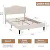 Upholstered Bed Frame Queen with Sheepskin Fabric Adjustable Headboard Platform Bed, Beige