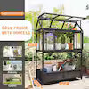 69 in. Garden Wood Portable Trellis with Movable Wheels Mini Greenhouse with Openable Roof and Storage Box