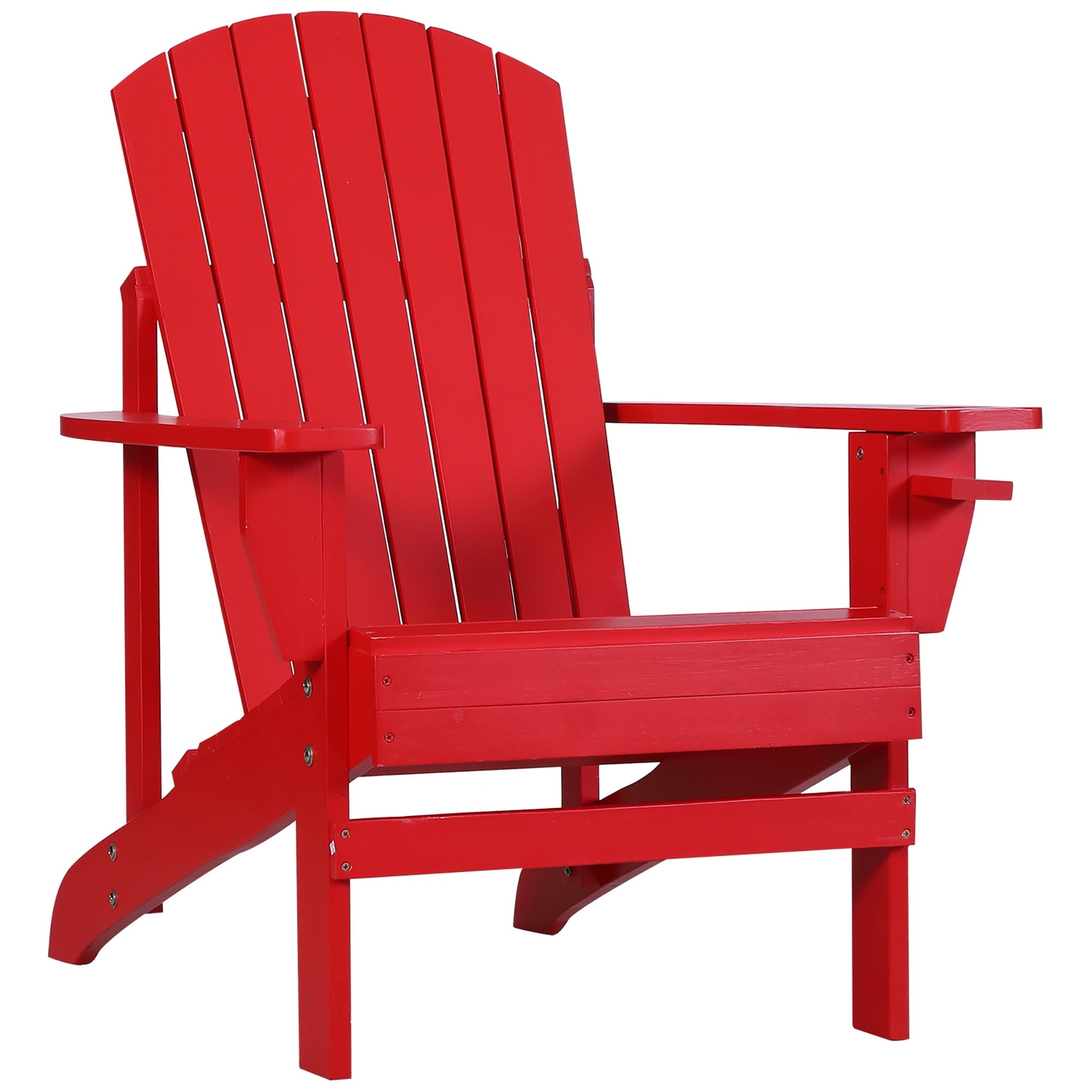 Outsunny Wood Adirondack Chair, Wooden Outdoor & Patio Seating, Red