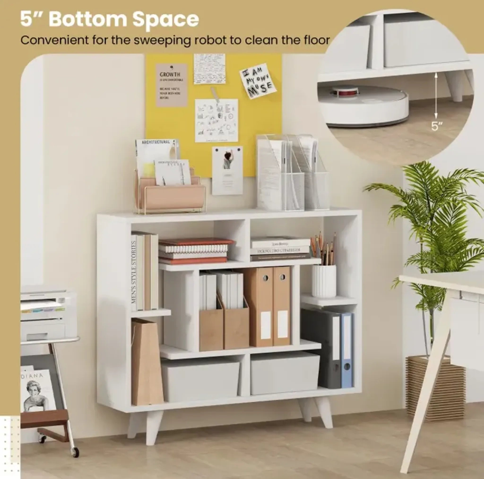 Geometric Bookcase with Anti-Tipping Kit and Storage Shelving Unit
