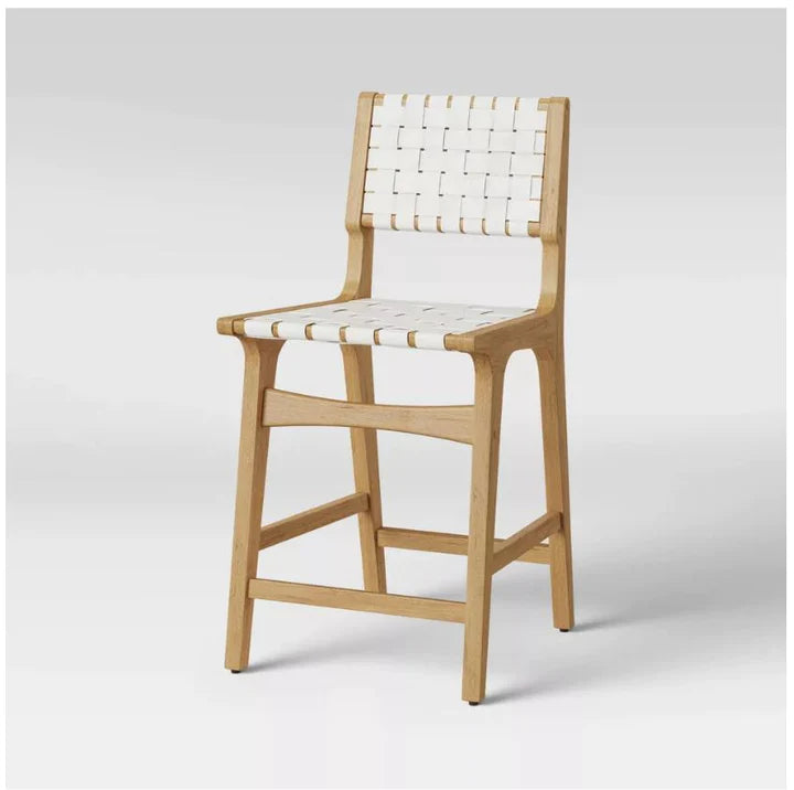 Ceylon Woven  Barstool - White/Natura