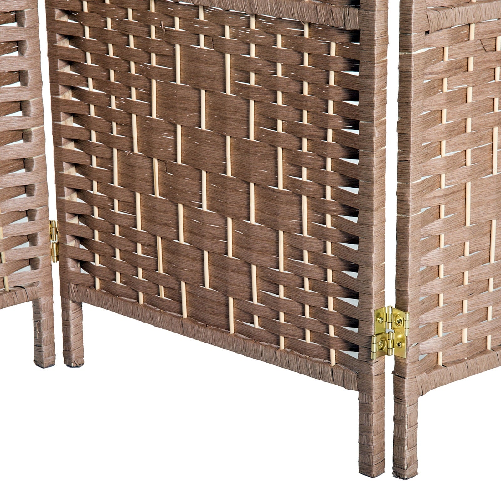 HomCom 6' Tall Wicker Weave 3 Panel Room Divider Privacy Screen - Natural Blonde Wood