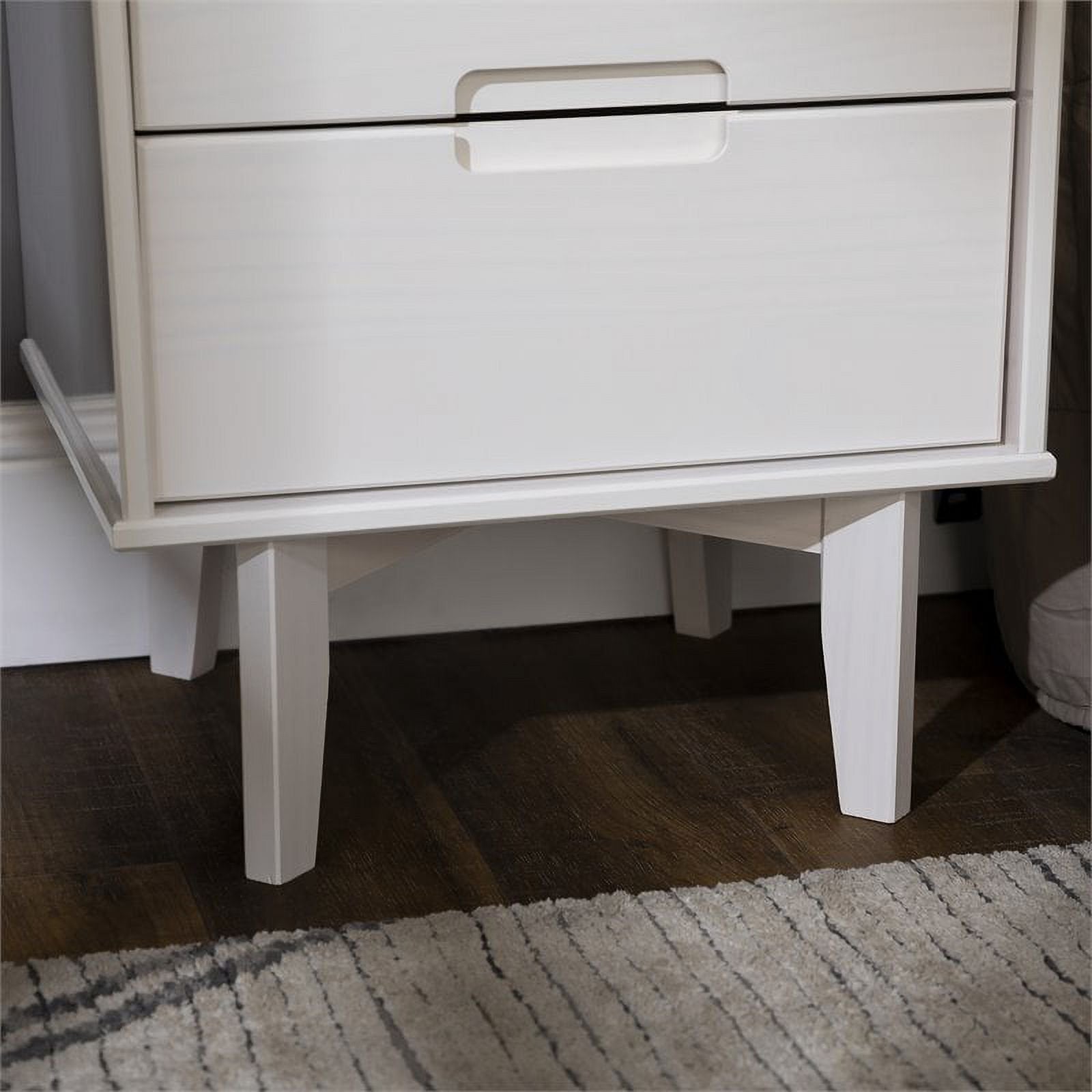 2-Drawer Groove Handle Wood Nightstand - White