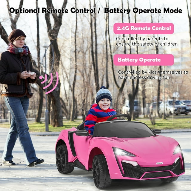 12V Kids Ride On Car 2.4G RC Electric Vehicle w/ Lights MP3 Openable Doors Pink
