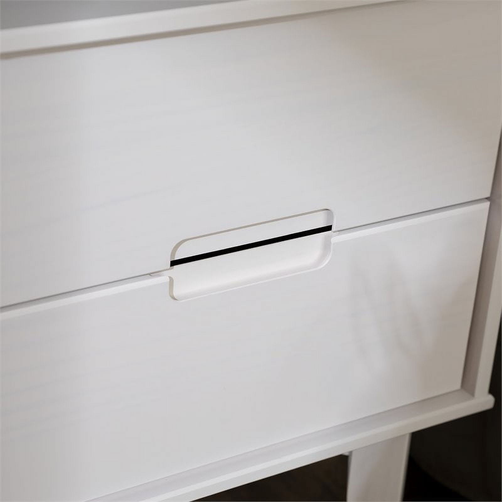 2-Drawer Groove Handle Wood Nightstand - White