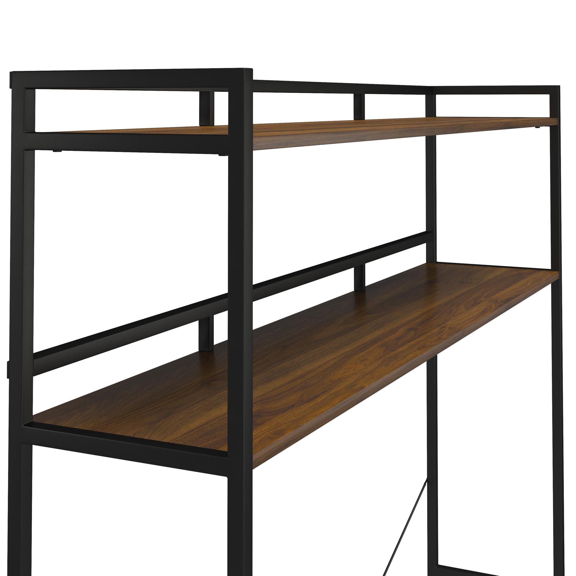 Novogratz Beverly Over-The-Bed Storage for Full and Full XL Beds, Walnut with Black Metal