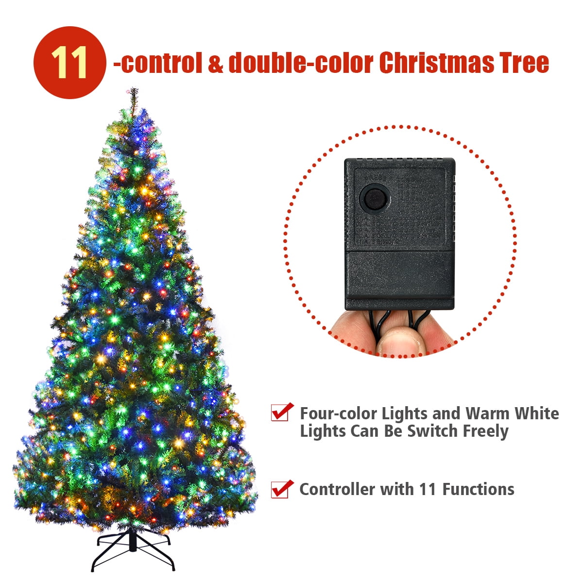 9Ft Pre-Lit Artificial Christmas Tree Hinged 1000 LED Lights