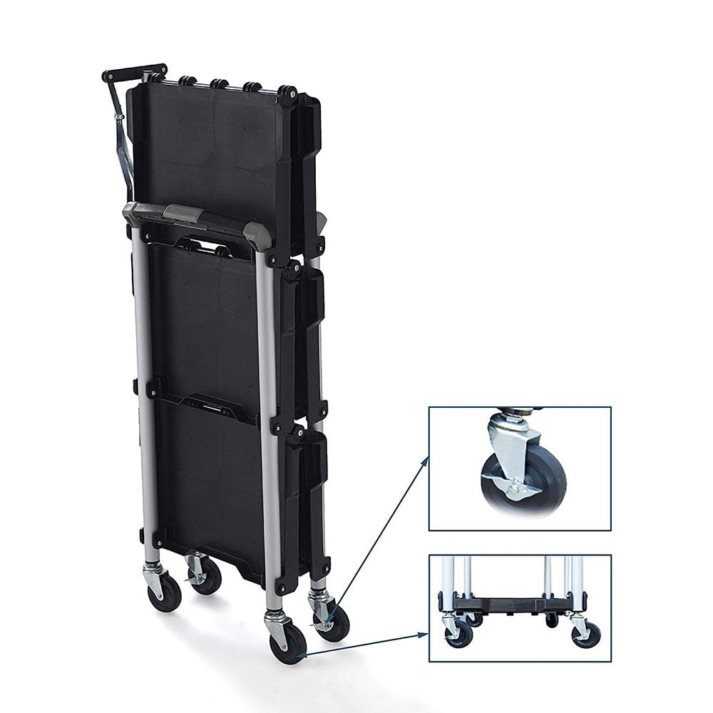 Olympia Tools 85-188 Pack N Roll 3 Tier Collapsible Rolling Service Cart (Size:9.84" x 17.72" x 42.13")