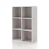 Quincy 35.27 in. Tall Stackable Greige Engineered Wood 6-Shelf Modern Modular Bookcase