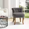 JAYDEN CREATION Nila Grey Vanity Velvet Upholstered Stool with Solid Wooden Legs 20 in. W x 20.7 in. D x 25.7 in. H