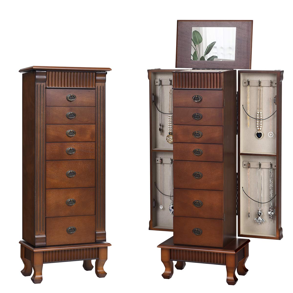 Standing Jewelry Armoire Cabinet Storage Chest