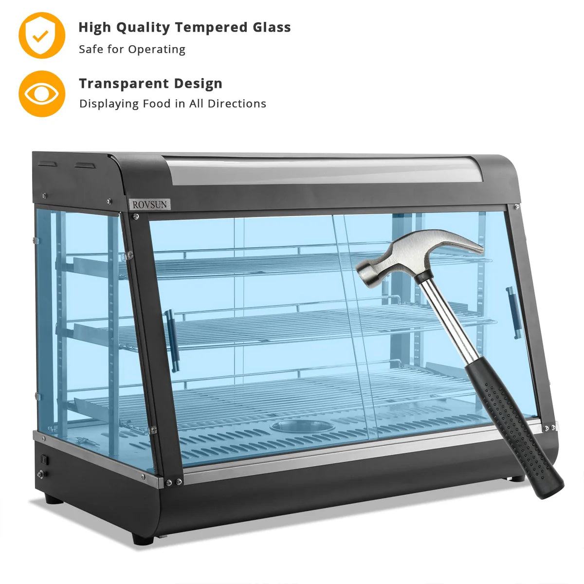ROVSUN 3-Tier 35" Countertop Heated Display Case with Sliding Doors