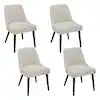Leo Linen Solid Wood Dining Chairs with Fabric Seat for Kitchen and Dining Room (Set of 4)