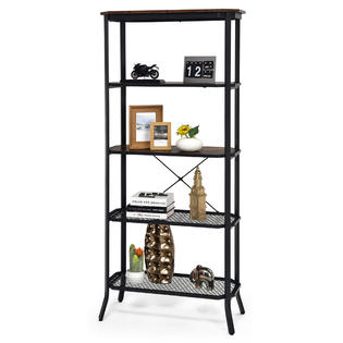 Costway 5 Tier Bookshelf Standing Storage Shelf Unit For Kitchen Living Room Office