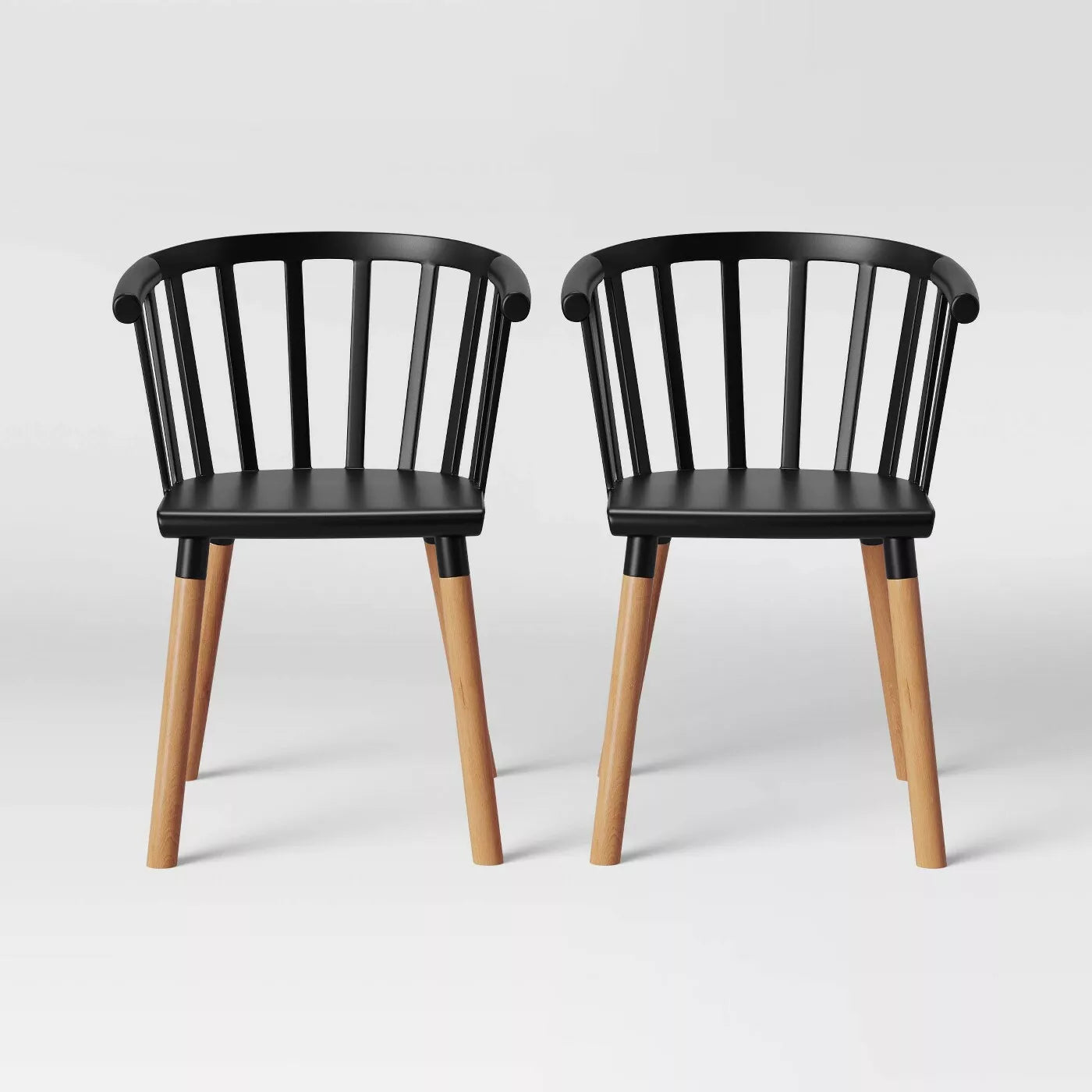 Set of 2 Balboa Barrel Back Dining Chair Black/Wood