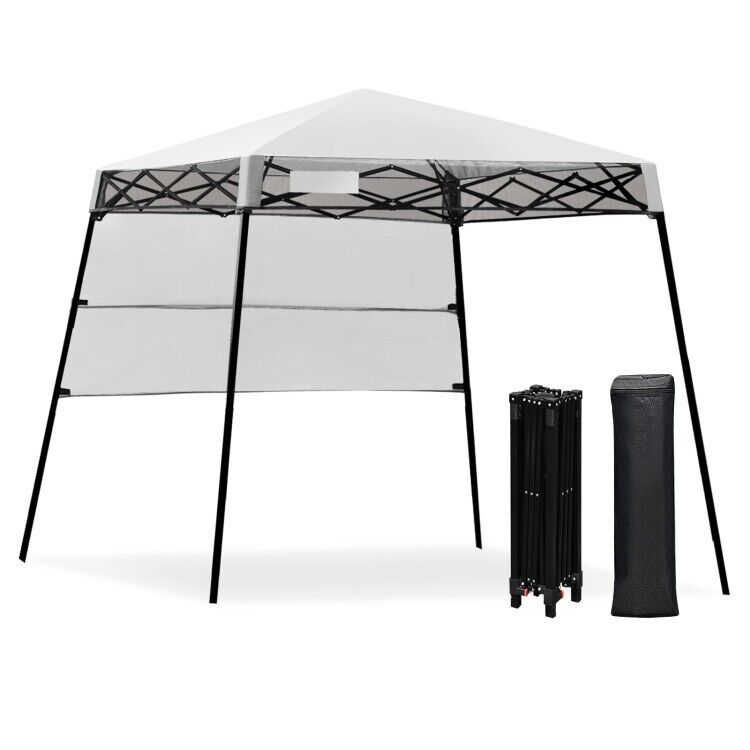 7 x 7 FT Folding Pop-up Camping Canopy Sunshade Wedding Party Tent W/4 Stakes