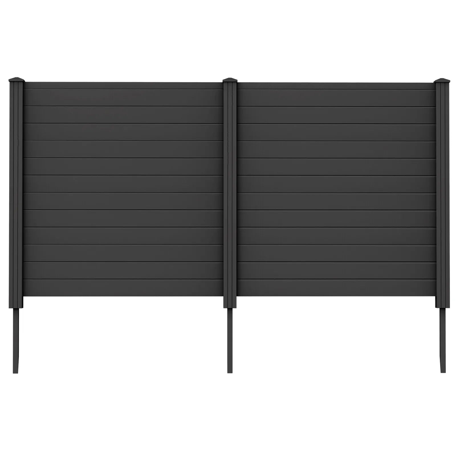 Outdoor 2-Pack Picket Fence PVC Privacy Panels W/ 3 Cuspidal Foot Stakes Black