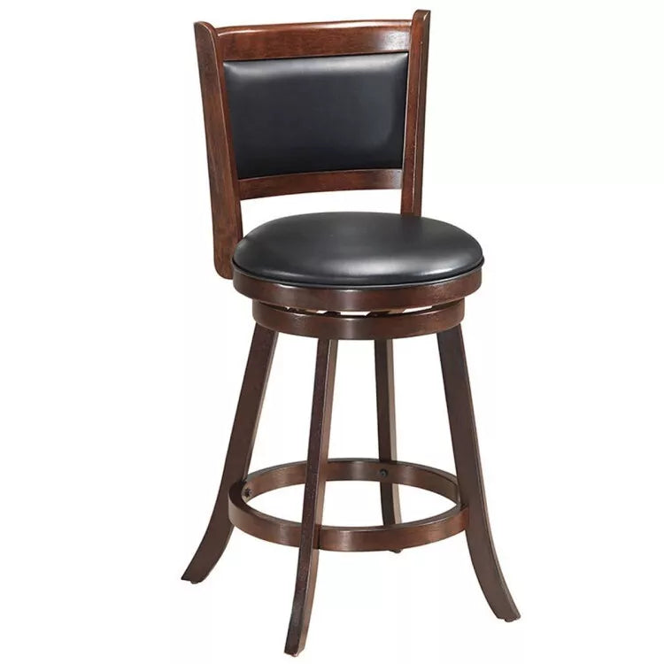 Set of 2 Bar Height Counter Stool Upholstered Seats Dining Kitchen Swivel Chairs