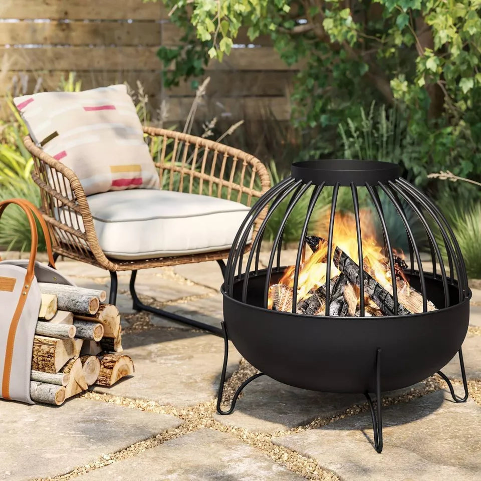 Wood Burning Cutout Round Outdoor Fire Pit Black - Threshold™