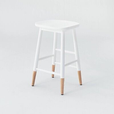 Haddonfield All Wood Backless Counter Height Barstool White Threshol