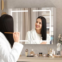 2 Doors LED Medicine Cabinet with Mirror White