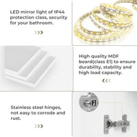 2 Doors LED Medicine Cabinet with Mirror White