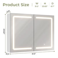 2 Doors LED Medicine Cabinet with Mirror White